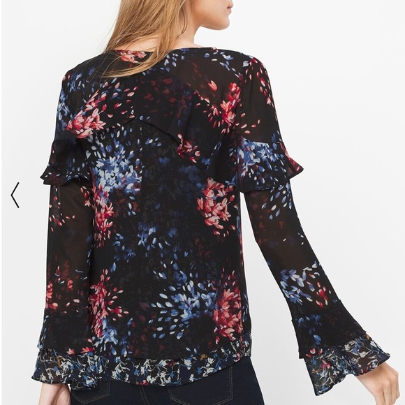 WHBM Floral Flounce Blouse - Picture 3 of 6